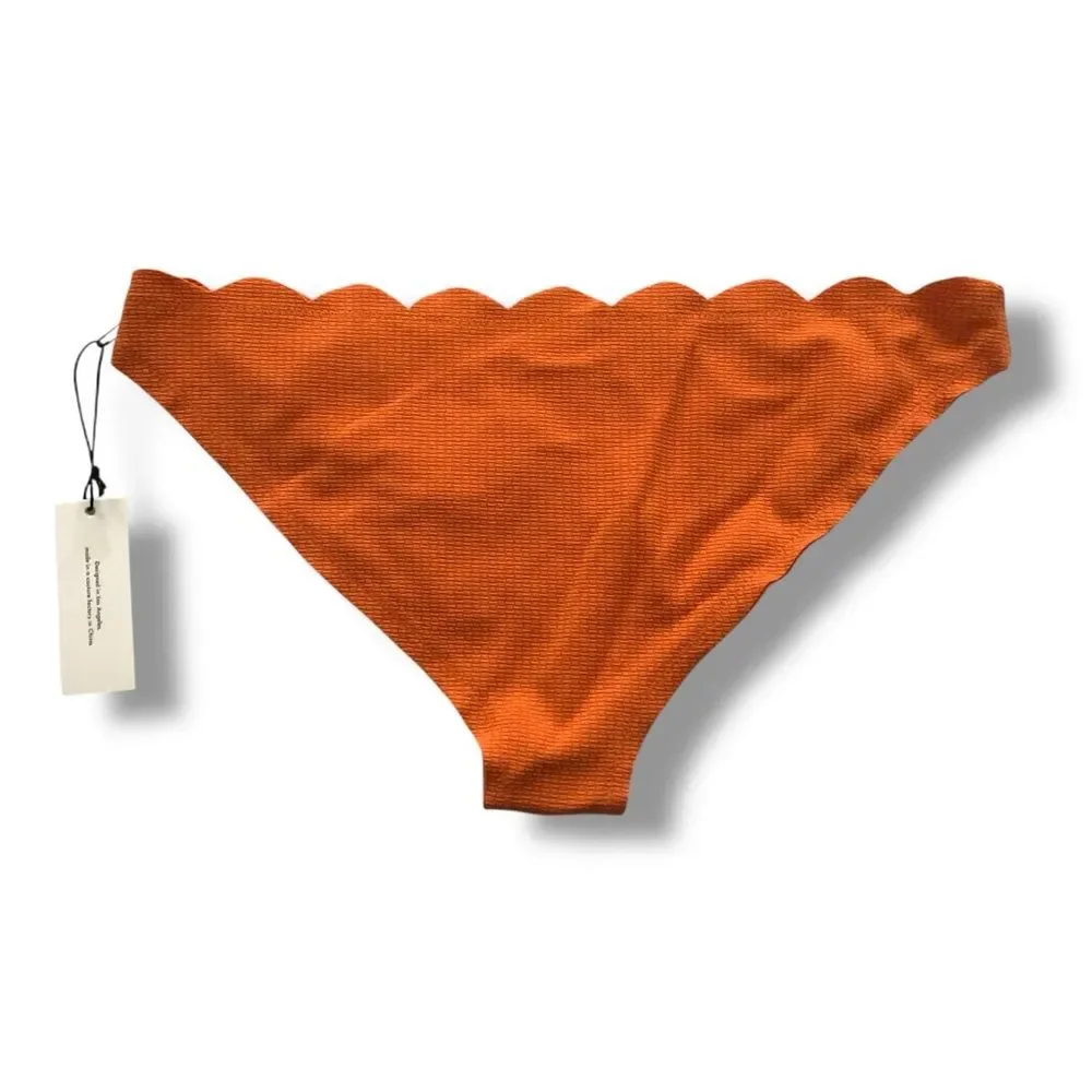 Marysia Swim Santa Barbara Low Rise Bikini Bottoms Orange NWT Size Small Bold